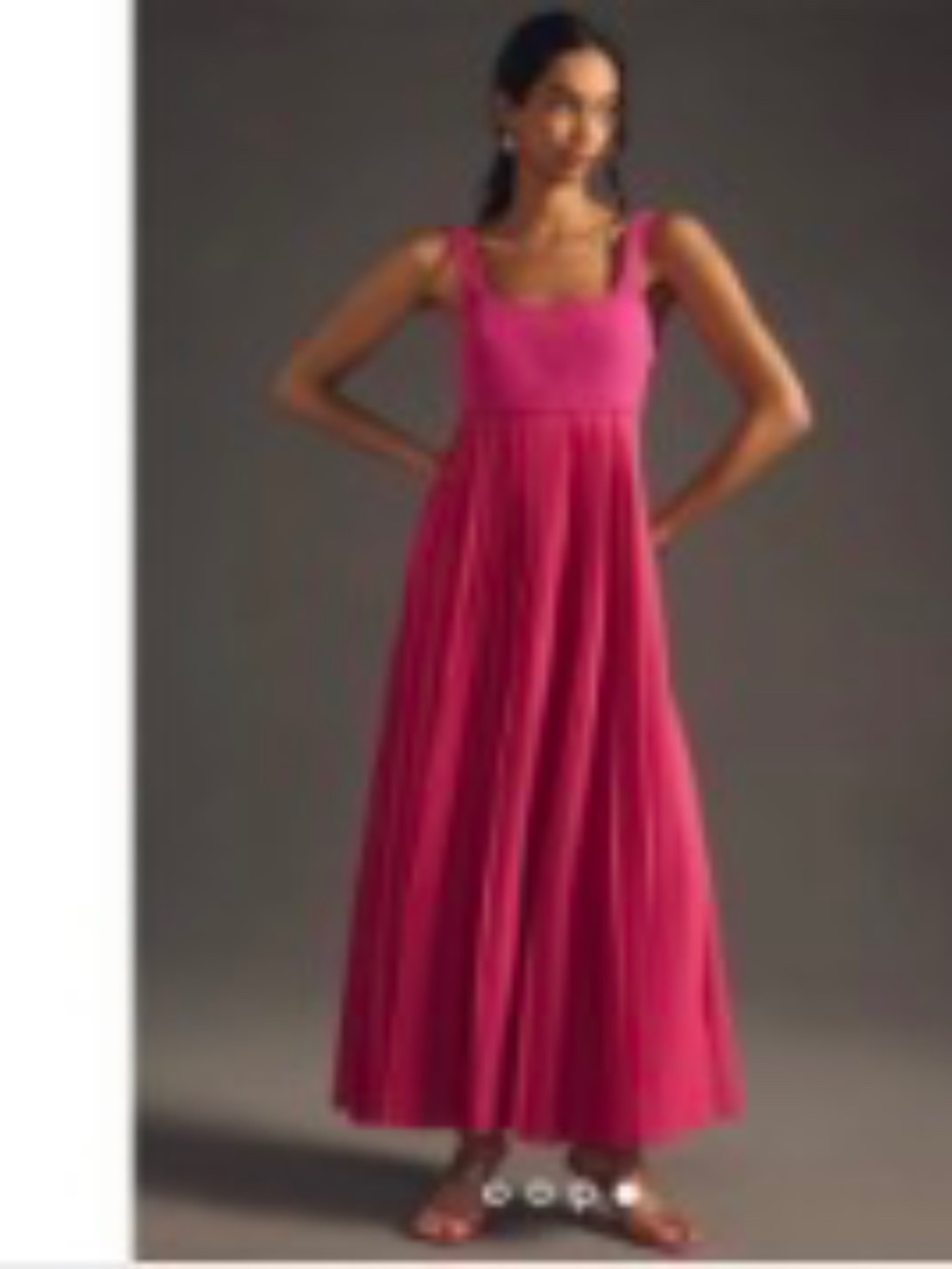 Mare Mare by Anthropologie Plus Size 1X Pleated Maxi Dress Pink Crochet Top NEW